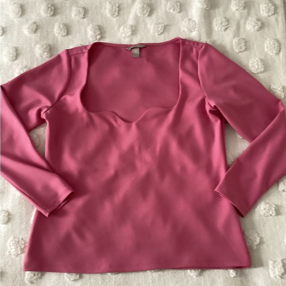 H&M XL pink top, stretch sweetheart neckline